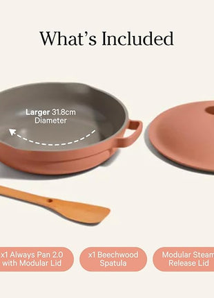 Our Place Large Always Pan 2.0-12.5” (4 Qt) Nonstick, Toxin-Free Ceramic Cookware | Patented 10-in-1 Aluminum Frying & Sauté Pan | Safe for Oven, Induction & All Cooktops up to 450°F | Spice