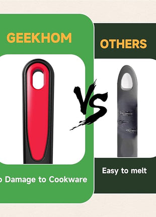 Silicone Spatula Turner Set of 4, GEEKHOM 600°F Heat Resistant Cooking Spatulas for Nonstick Cookware, Large Flexible Kitchen Utensils BPA Free Rubber Spatulas for Pancake, Eggs, Fish, Black