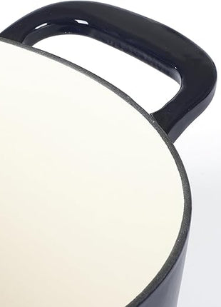 Martha Stewart Gatwick 7 QT Enamel Cast Iron Dutch Oven – Navy Blue, Heavy-Duty Durable Dutch Oven for Slow Cooking, Braising, and Baking