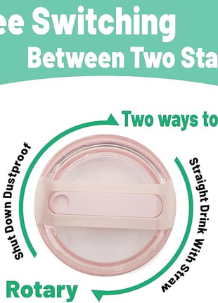 40 OZ Tumbler Lid Replacement Fit for Stanley Cup, 2 Pack Clear Replacement Lids Fit for Stanley Travel Tumbler, Spill Proof Tumbler Covers for Stanley Cup Accessories(Pink)