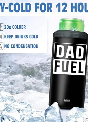 SANDJEST 4-in-1 Tumbler Gifts for Dad from Daughter Son - 12oz Dad Fuel Can Cooler Tumblers Travel Mug Cup - Stainless Steel Insulated Cans Coozie Christmas, Birthday, Father's Day Gift for Daddy