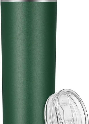 VEGOND Stainless Steel Skinny Tumbler, 20 oz Vacuum Insulated Tumbler with Lid and Straw, Double Wall Coffee Cup, Travel Mug for Cold Hot Drinks, Dark Green 1 Pack