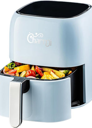 Charmi 5QT Air Fryer – Beautiful Retro Design, Stylish Countertop Look, Nonstick & PFAS-Free, Safe Auto Shutoff, Digital Touchscreen, 8 Cooking Presets (Pastel Blue)