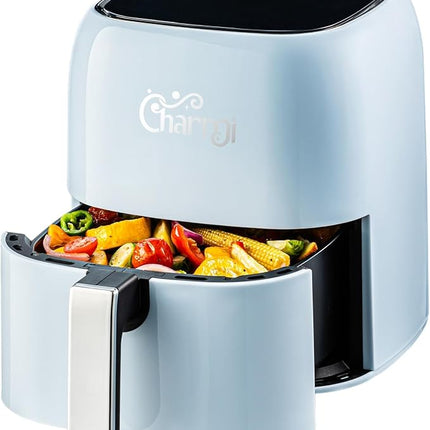 Charmi 5QT Air Fryer – Beautiful Retro Design, Stylish Countertop Look, Nonstick & PFAS-Free, Safe Auto Shutoff, Digital Touchscreen, 8 Cooking Presets (Pastel Blue)