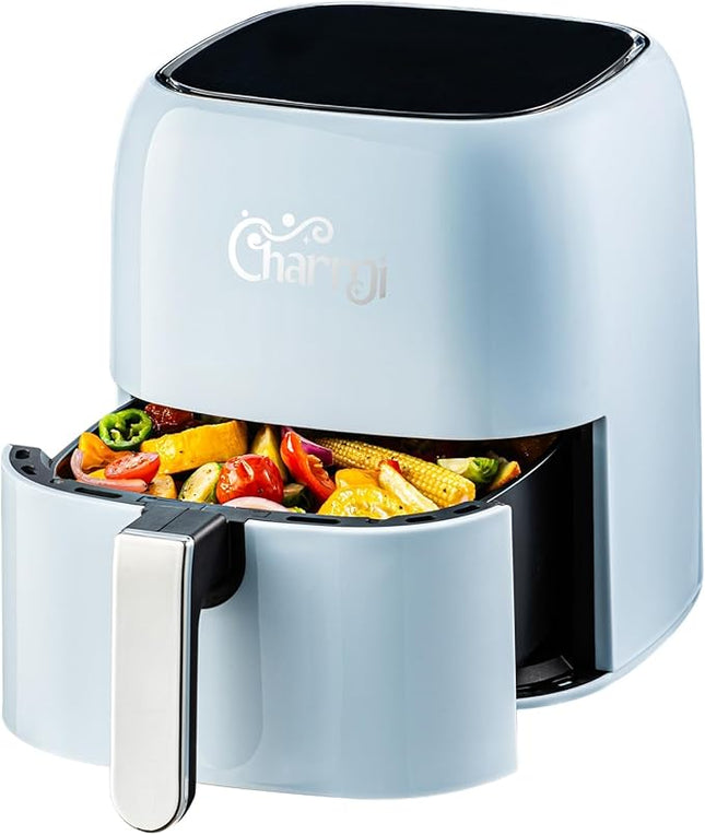 Charmi 5QT Air Fryer – Beautiful Retro Design, Stylish Countertop Look, Nonstick & PFAS-Free, Safe Auto Shutoff, Digital Touchscreen, 8 Cooking Presets (Pastel Blue)