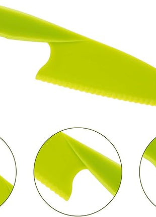 JOVITEC 8 Pcs Kid Cooking Kitchen Knife Set, Plastic Serrated Edges Children's Safe Chef Nylon Knives for Cutting Fruit Bread Cake Salad Lettuce Kids Cooking Supply(Blue Square Knife)