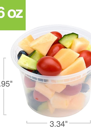 Glotoch Express 16oz Plastic Food Containers with Lids, Airtight and Leakproof Deli Cups, BPA-Free, Microwave/Freezer/Dishwasher Safe, 240 Pack