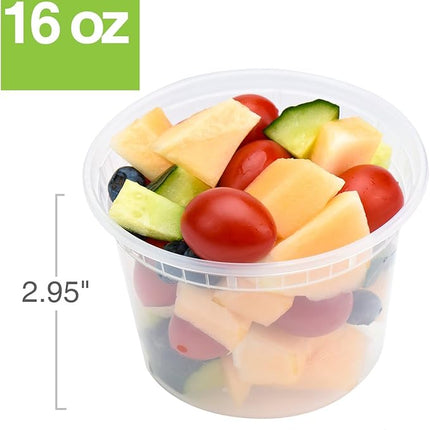 Glotoch Express 16oz Plastic Food Containers with Lids, Airtight and Leakproof Deli Cups, BPA-Free, Microwave/Freezer/Dishwasher Safe, 240 Pack