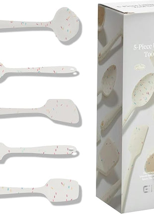 GIR: Get It Right 5 Piece Silicone Kitchen Utensils Set - Ladle, Spatula, Flip, Spoon & Spoonula - Non-Toxic Cooking Utensils for Nonstick Cookware, Cooking and Baking - Sprinkles