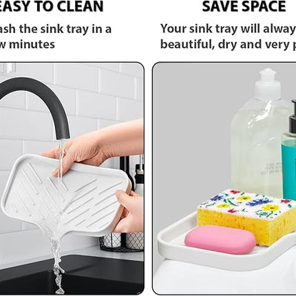 1 Pc Cream Silicone Sponge Holder | Sink Tray for Dish Sponges and Soap Organization | 9.45 x 5.51