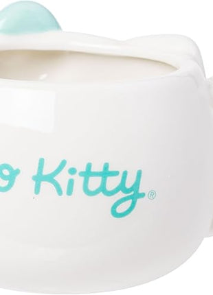 Silver Buffalo Sanrio Hello Kitty Light Blue Bow Ceramic 3D Sculpted Mug, 20 Ounces
