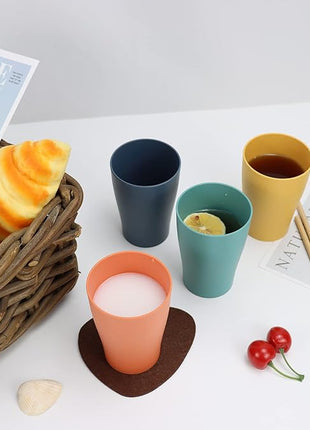 Homienly Wheat Straw Cups Small Plastic Cups Set of 8 Unbreakable Drinking Cup for Kids Reusable Dishwasher Safe Water Glasses Unbreakable Cup for Kitchen, Party, Outdoor (8 OZ, Small Size)