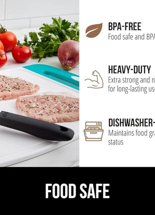 GORILLA GRIP BPA-Free Reversible Kitchen Cutting Board Set of 3, US Designed, Nonporous, Juice Grooves Catch Liquid, Slip Resistant Border, Dishwasher Safe Durable Large Food Chopping Boards Turquoise