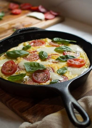 Lodge 8 Inch Cast Iron Pre-Seasoned Skillet – Signature Teardrop Handle - Use in the Oven, on the Stove, on the Grill, or Over a Campfire, Black