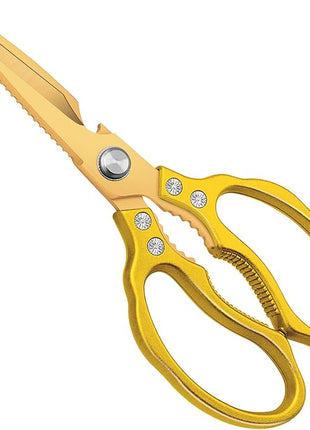 CGBE Kitchen Scissors, Multi-Purpose Kitchen Shears, Heavy Duty Dishwasher Safe Food Scissors for Chicken, Poultry, Fish, Meat & Herbs with Non-Slip Grips - ALL Gold