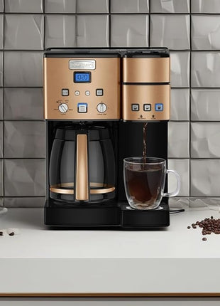 Cuisinart Single Serve + 12 Cup Coffee Maker, Offers 3-Sizes: 6-Ounces, 8-Ounces and 10-Ounces, Stainless Steel, SS-15CP, Copper