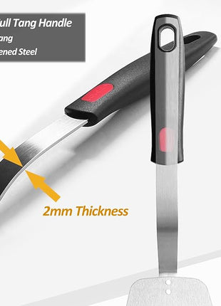 Stainless Steel Spatula, Solid Metal Turner for Kitchen Use, VOVOLY Heavy Duty Cooking Spatula, Wide Blade with Beveled Edge, Heat Resistant Silicone Handle, Dishwasher Safe