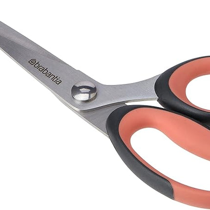 Brabantia Tasty+ Kitchen Scissors (Terracotta/Black) Ergonomic, Soft-Handle, Rust-Free Kitchen Blades for Kitchen or Crafts
