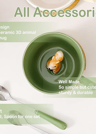 Squirrel Gifts for Women Men Cute Squirrel Ceramic Mug Hidden 3D Animal Inside Unqiue Coffee Mug Tea Cup with Lid Spoon Cool Stuff Home Decor Christmas Birthday Gifts for Her Friends Sisters Besties