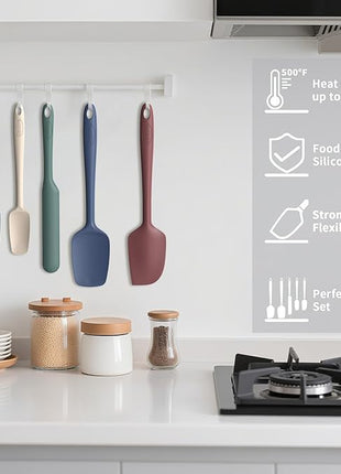 Coukre Silicone Spatula Set of 5,High Temperature Resistant, Food Grade Silicone, Dishwasher Safe, for Baking, Cooking (Pure Colorful A)