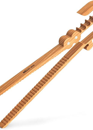 Crocodile-Shaped Wooden Toaster Tongs | 11-Inch Magnetic Kitchen Utensil for Cooking, Camping, and Outdoor Use | Fun, Easy Storage, Superior Grip | Great for Kids & Adults, Toast, BBQ