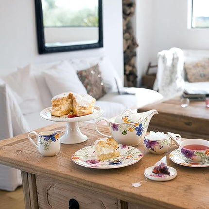 Villeroy & Boch - Mariefleur Basic Breakfast Plates, Set of 6, 21 cm, Premium Porcelain, White/Multi-Coloured, 10-4100-2640-6