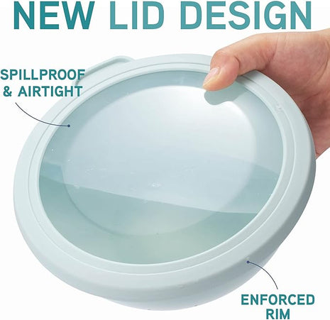 COOK WITH COLOR Mixing Bowls with TPR Lids - 12 Piece Plastic Nesting Bowls Set includes 6 Prep Bowls and 6 Lids, Microwave Safe Mixing Bowl Set (Teal)