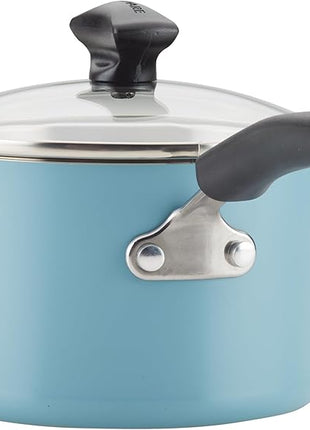 Farberware Cookstart DiamondMax Nonstick Cookware/Pots and Pans Set, Dishwasher Safe, Includes Baking Pan and Cooking Tools, 15 Piece - Aqua