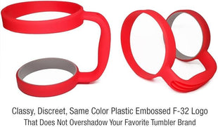 F-32 Handle - 19 COLORS - 30oz Size - Compatible with 30 oz YETI and 30 oz. OZARK TRAIL Tumbler Travel Mug (30OZ, STRAWBERRY RED)