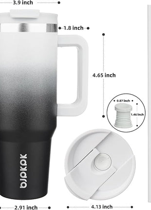 BJPKPK Insulated Tumblers With Handle And Straw 40 oz Stainless Steel Tumbler Cups With Lid,Day And Night