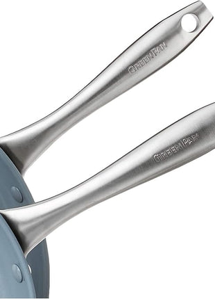 GreenPan Lima Hard Anodized 8" 10" & 12" Frying Pan Skillet Set, Ceramic Nonstick, PFAS-Free Nontoxic Pots & Pans, Oven & Broiler Safe, Stainless Steel Handles, Cookware for Eggs & Omelet, Gray