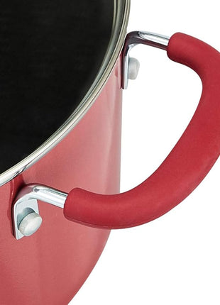 Amazon Basics Aluminum NS 12pc Red cookware set, 12 piece