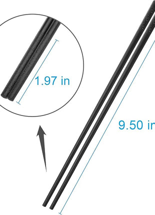 10 Pairs Fiberglass Chopsticks Family Set, ONEHERE Reusable Chinese, Japanese, Korean Chop sticks, Dishwasher Safe, Non-slip, for Sushi, Noodles, Food, Hotpot& Cooking, 9.5 inches, Classic Black