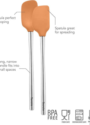 Tovolo Flex-Core Stainless Steel Handled Mini Spatula & Spoonula Set, Heat-Resistant & BPA-Free Silicone, Dishwasher-Safe
