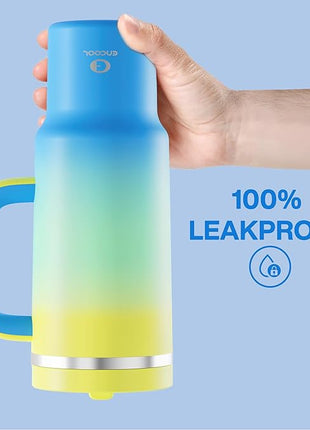 ENCOOL 40 oz Tumbler with Handle and Straw: Stainless Steel Insulated Tumbler Keeps Cold for 24 Hours, Leakproof Travel Cup Fits in Cup Holder and BPA-Free, Soft Lagoon