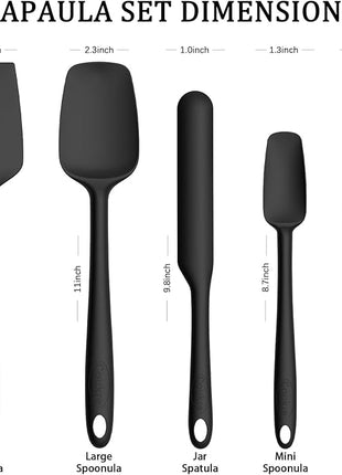 Coukre Silicone Spatula Set of 5,High Temperature Resistant, Food Grade Silicone, Dishwasher Safe, for Baking, Cooking (Pure Colorful B)