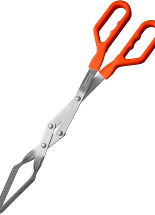 Shark BBQ Pitmaster Grill Tongs, 2X Stronger, Heavy-Duty for Big Hands & Large Cuts. Long-Reach Barbecue Grilling Tongs. Premium Stainless Steel Tong (Hunter Orange)