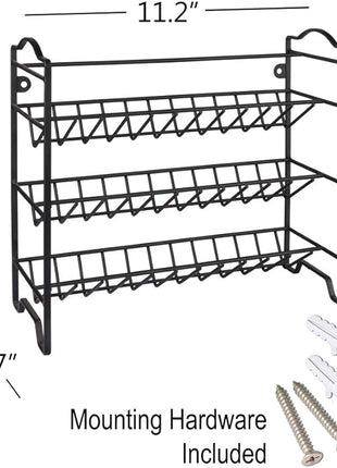 SWOMMOLY Spice Rack Organizer with 18 Empty Square Spice Jars, 396 Spice Labels with Chalk Marker and Funnel Complete Set, Spice Organizer for Countertop, Cabinet or Wall Mount, Black