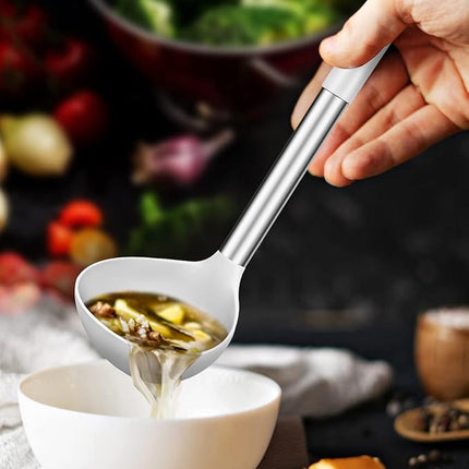 Pack of 2 Ladle Spoon,Silicone Large Spoon for Soup,Non Stick Kitchen Utensils with High Heat Resistant,BPA Free Perfect Kitchen Tools for Cooking, Stirring,Serving Soups (BLACK-WHITE)