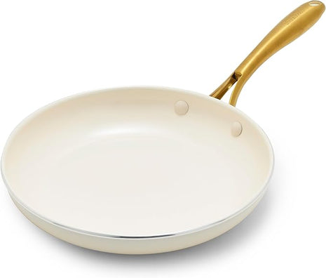 GreenPan Swift 10" Ceramic Nonstick Frying Pan Skillet, PFAS & PFOA-Free Healthy Cooking, Gold Stainless Steel Handle, Versatile Cooking Essentials, Dishwasher & Oven Safe, Cream
