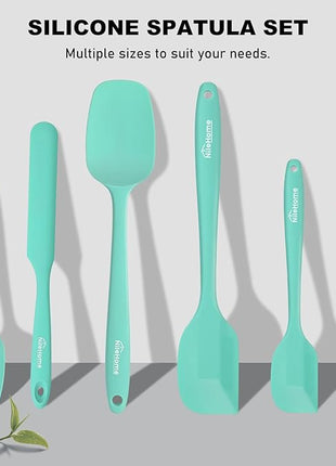 NileHome Silicone Spatula Set, 6 Pcs Food Grade Kitchen Utensils with Silicone Brush Heat Resistant Dishwasher Safe BPA-Free Rubber Spatula for Scraping, Baking, Cooking, Mixing, Turquoise