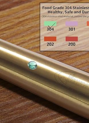 Newness Soup Ladle, [Rustproof, Heat Resistance, Integral Forming] Durable 304 Stainless Steel Soup Spoon with Vacuum Ergonomic Round Handle, Cooking Spoon for Kitchen, 13.7 Inches, Gold