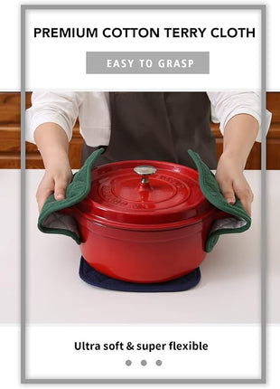 Joyhalo 6 Pack Pot Holders for Kitchen,Cotton Oven Holder with Great Heat Resistance,Non Slip Hot Pads for Kitchen Clearance,Dark Green