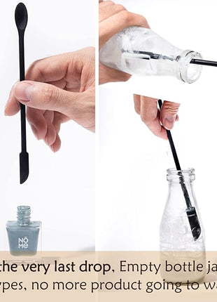 8 Pcs Mini Silicone Spatula Mini Measuring Spoons Set, Reusable Double-ended Tiny Silicone Spoon Spatula and Stainless Steel Small Measuring Spoons for Kitchen Cooking Spice Jars Bottle (Black)