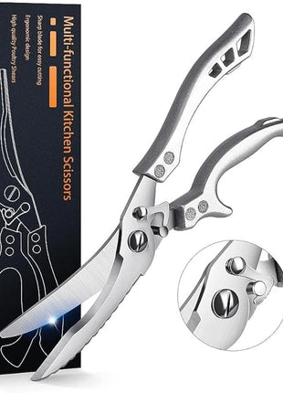 Dreach Reach Heavy Duty Poultry Shears with Serrated Edge - Kitchen Scissors For Chicken, Bone, Meat, Turkey, Fish - No Rust, Spring Loaded, Stainless Steel