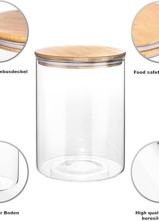 YUNCANG Glass Storage Jars,2 PACK -108oz/3200ml Clear Glass Food Storage Containers with Airtight Bamboo Lid Stackable Kitchen Canisters for Candy,Cookie,Rice,Sugar,Flour,Pasta,Nuts and Spice Jars