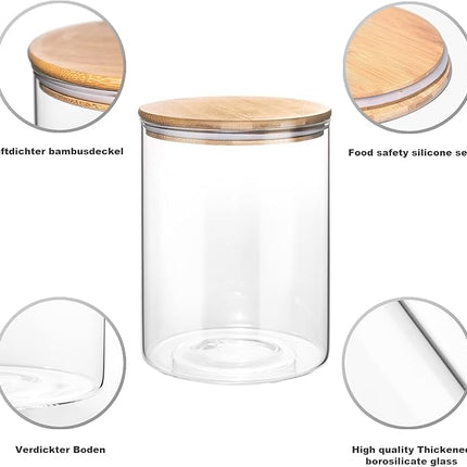 YUNCANG Glass Storage Jars,2 PACK -108oz/3200ml Clear Glass Food Storage Containers with Airtight Bamboo Lid Stackable Kitchen Canisters for Candy,Cookie,Rice,Sugar,Flour,Pasta,Nuts and Spice Jars