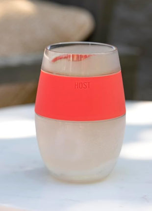 HOST Wine Freeze Cooling Cup, Plastic Double Wall Insulated Freezable Drink Chilling Tumbler with Freezing Gel | Wine Glasses for Red and White Wine, Set of 1, 8.5 oz, Coral