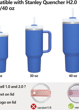 Silicone Spill Stopper Set Compatible with Stanley Cup 2.0 30oz & 40oz with Straw Cover (Set of 2, Iris)
