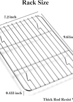 Wildone Baking Sheet with Rack Set [2 Sheets + 2 Racks], Stainless Steel Cookie Pan baking Tray with Cooling Rack, Size 10 x 8 x 1 Inch, Non Toxic & Heavy Duty & Easy Clean